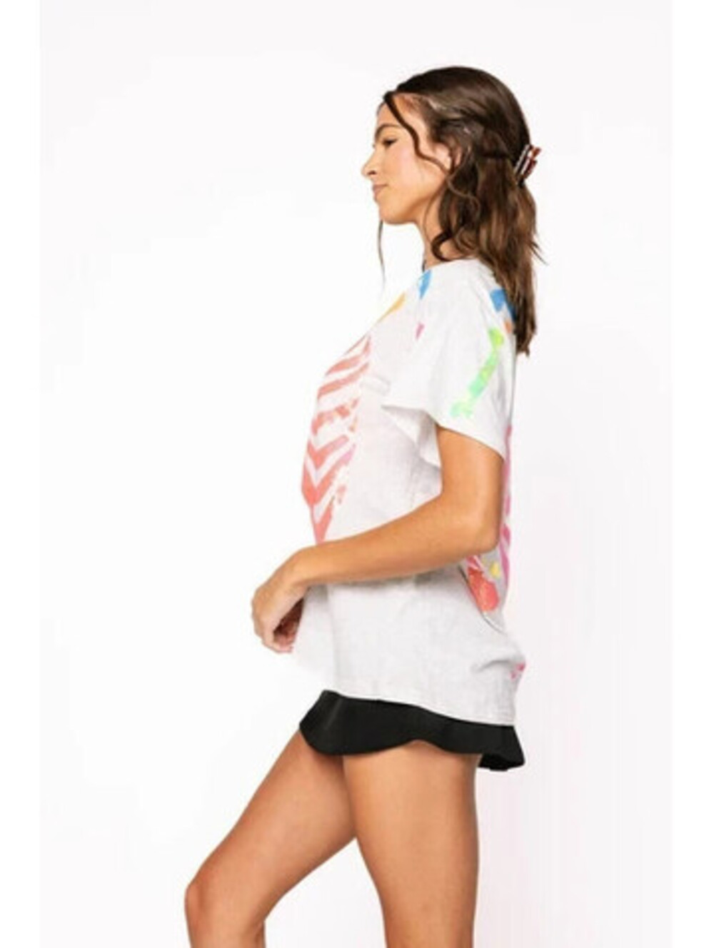 QUEEN OF SPARKLES GREY MULTI NEON SEQUIN SKELETON RIBCAGE SHIRT HALLOWEEN NEW - Picture 2 of 5